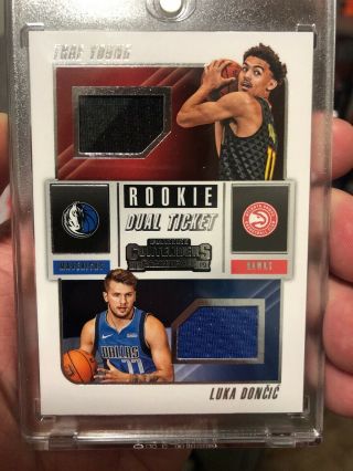 2018 - 2019 Panini Contenders Rookie Dual Ticket Trae Young / Luka Doncic Non Auto