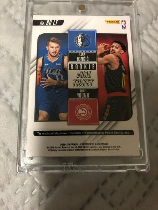 2018 - 2019 Panini Contenders Rookie Dual Ticket Trae Young / Luka Doncic Non Auto 3
