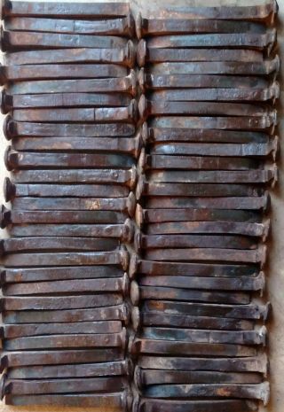 60 Vintage Railroad Spikes Mostly Hc,  6 1/2 " Some Rust,  All Slightly Bent,