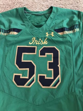 Notre Dame Football Under Armour 2015 Shamrock Series Team Issued Jersey 53 ND 2