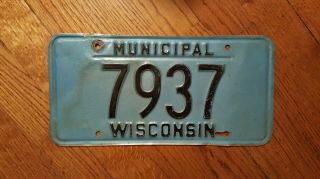 Wisconsin License Plate Municipal Beauty 7937 Fast