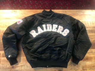 80’s Oakland Raiders Starter Black Satin Jacket Men’s Xl Made Usa