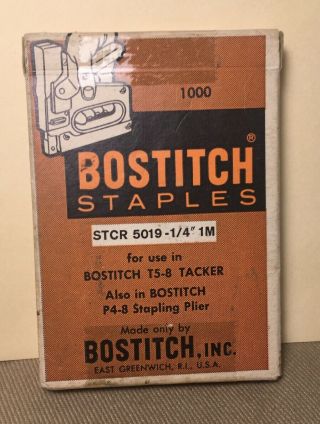 Vintage Bostitch Staples For T5 - 8 Tacker Stcr 5019 1/4 " 1000 Qty
