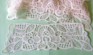 6 Vintage Lovely Satin Flower Lace Trim Appliques For Sewing & Crafts