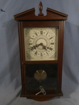 Vintage 30 Day Japan Wall Clock With Chime,  Pendulum And Key.  Not Running