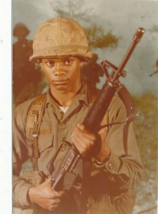 Dc7 Vintage Photo 2x3 African American Soldier W Gun Portrait Silhouette In Back