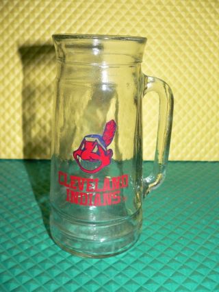 Vintage Cleveland Indians Chief Wahoo Handled Glass 7 " Mug