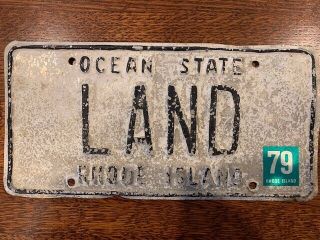 1979 Rhode Island Vanity License Plate,  Land,  Repaint,  Poor