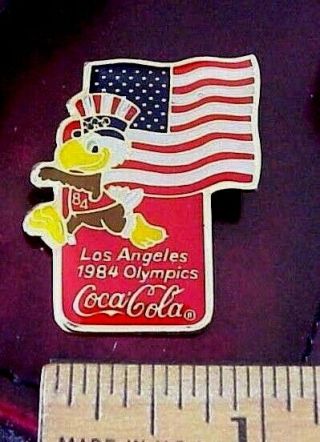 1984 Los Angeles Olympics Coca Cola Sam The Eagle Mascot Usa Flag Licensed Pin