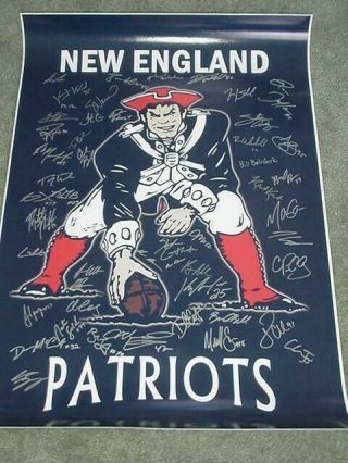 2014 England Patriots Team Signed Poster Bowl Champions 2