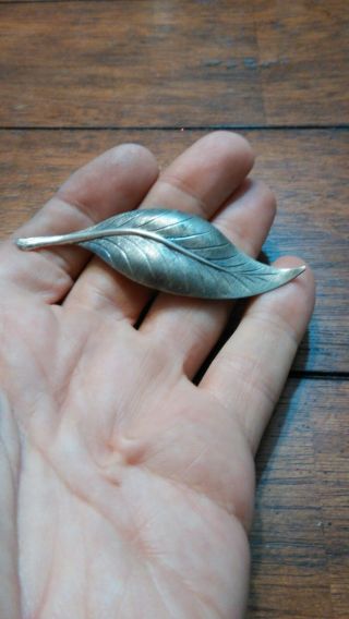 Vintage Sterling Silver Leaf Brooch By Beau Sterling