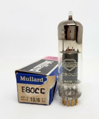 Mullard E80cc 6085 Nos/nib 1 - Tube Holland Gold Pins Top D - Gtr Gray Plates