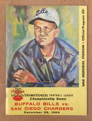 Vintage 1964 Afl Nfl Championship Program San Diego Chargers @ Buffalo Bills