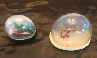 Vintage Christmas Snow Globes 2 Hard Plastic