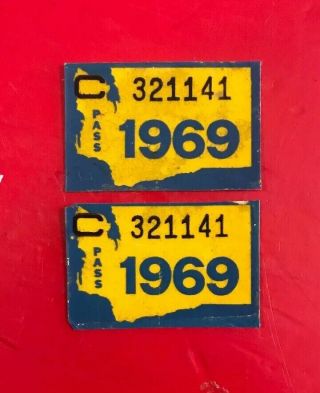 1969 Washington Passenger Vehicle License Plate Tags.  Wa Wn