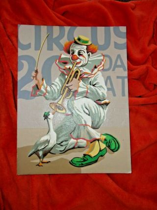 Old Circus Vintage Paint By Number Clown Duck Parade Picture Finished Art Kitsch