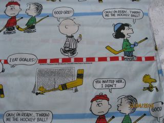 Vintage 1965 Peanuts - Charlie Brown - Snoopy - Hockey Twin Flat Sheet