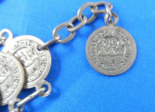 Vintage Republica Di San Marino Italy Faux Coin Charm Bracelet Souvenir Antique?