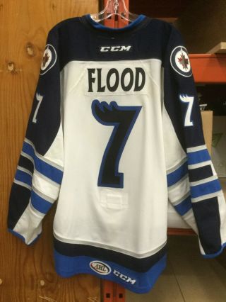 Manitoba Moose Ahl Game Issued Not Worn White Jersey Mark Flood 7