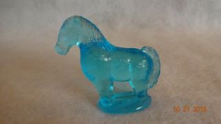 Vintage Blue Glass Horse Figurine 2.  5 " Tall