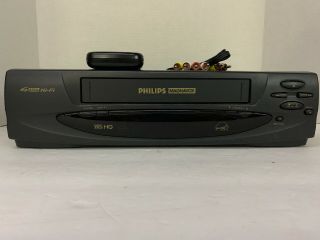 PHILIPS MAGNAVOX VRA611AT22 VCR VHS Player/ Recorder With Remote 3