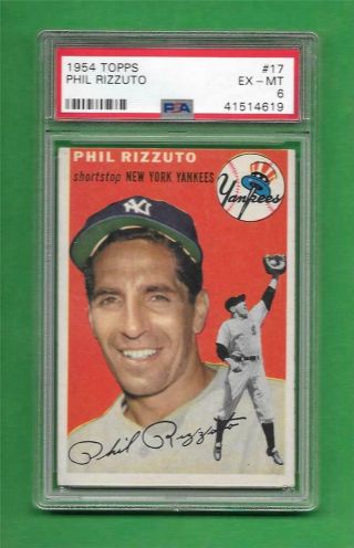 1954 Topps 17 Phil Rizzuto Psa Ex - Mt 6 York Yankees Old Baseball Card