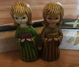 1960s 70’s 2 Vintage Christmas Carolers Made In Japan 9” In Boxes