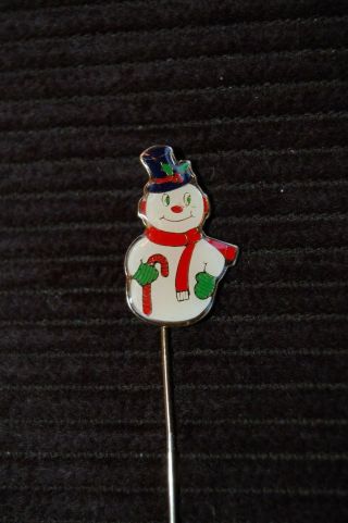 Vintage ‘80’s Swib Snowman Stick Pin / Hat Pin / Lapel Pin Pristine
