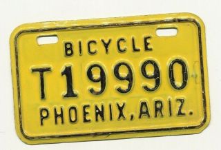 Vintage Bicycle Phoenix Arizona License Plate Tag 1960/1970s