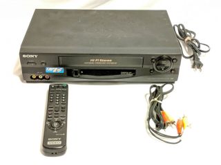 Sony Slv - N55 Vhs Vcr Player With Remote And Cables