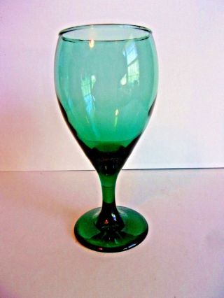 1 Vintage Libbey Teardrop Juniper Green Wine Glasses With Gold Trim 7 " Tall
