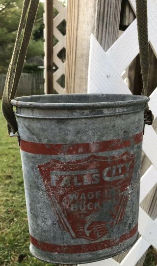 Falls City Vintage Wade In Minnow Bait Bucket & Strap