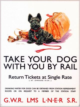 Take Your Dog By Rail England Vintage Travel Advertisement Art Poster Print