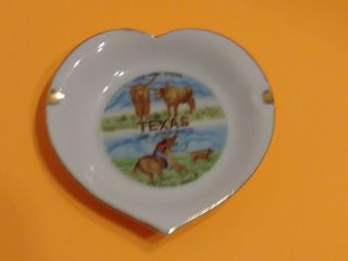 Vintage Texas Heart Shape Souvenir Plate/ashtray