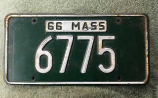 Vintage 1966 Massachusetts 4 Digit License Plate.