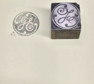 Ge Logo Vintage Letter Press Printing Block Metal Wood Ad Advertising