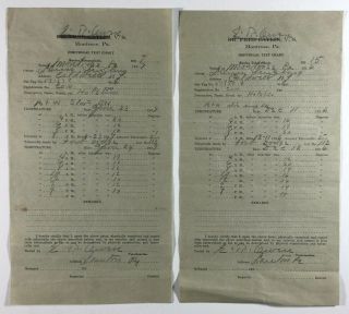 2 Vintage Bovine Tuberculosis Individual Test Charts E R Owens Lawton Pa 1926