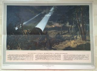 Vintage Soviet War Art Sheet Poster Ussr Battlefield Hit Aircraft 1950/60s?orig.
