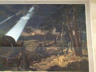 Vintage Soviet War Art Sheet Poster USSR Battlefield Hit Aircraft 1950/60s?Orig. 3