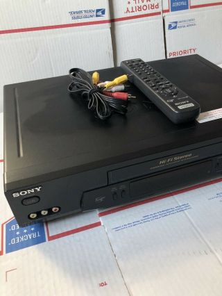 Sony Slv - N71 Vcr Vhs 4 - Head Player Recorder Hi Fi W/ Remote And Cables