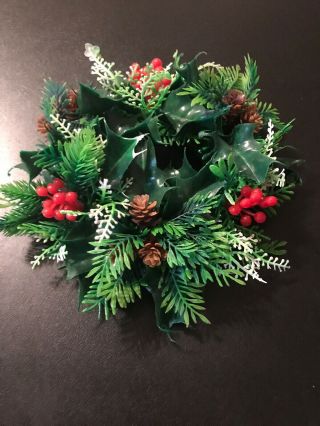 Vintage Christmas Floral Candle Ring Mid Century Modern