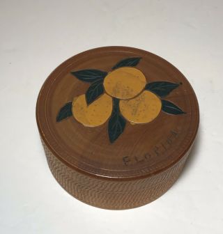 Vintage Japan Artwood Wooden Wood Box Carved Florida Oranges