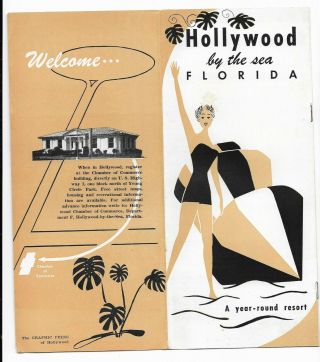 Vintage Florida Hollywood By The Sea Tourist Souvenir Brochure Circa 1940 