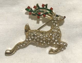 Pin Brooch Rhinestones Fashion Jewelry Christmas Reindeer Brooch Bridal Vintage