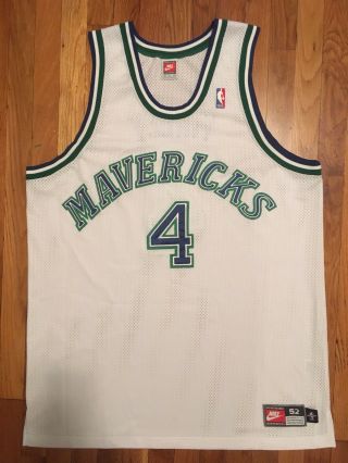 Authentic 1998 - 99 Nike Dallas Mavericks Michael Finley 4 Home White Jersey 52