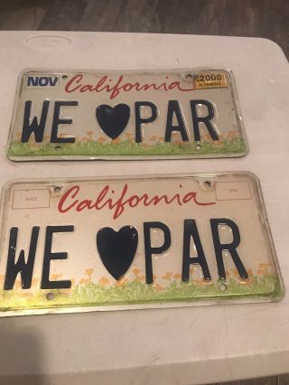 California Vanity License Plates,  Matching Pair
