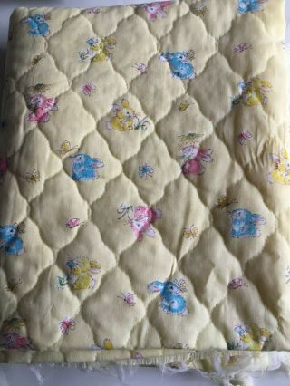 Vintage Light Yellow Bunny Baby Blanket Quilted Fabric