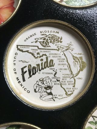 Vintage State Of Florida Souvenir Metal Beverage Serving Tray,  Unique Bar Ware 2
