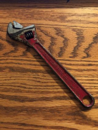 Vtg.  Crescent Brand Crestoloy 10 " Adjustable Wrench Mechanic Early Red Handle