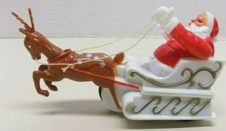 Vintage Elmar 6550 Santa Claus Sleigh Reindeer Hard Plastic Friction Toy